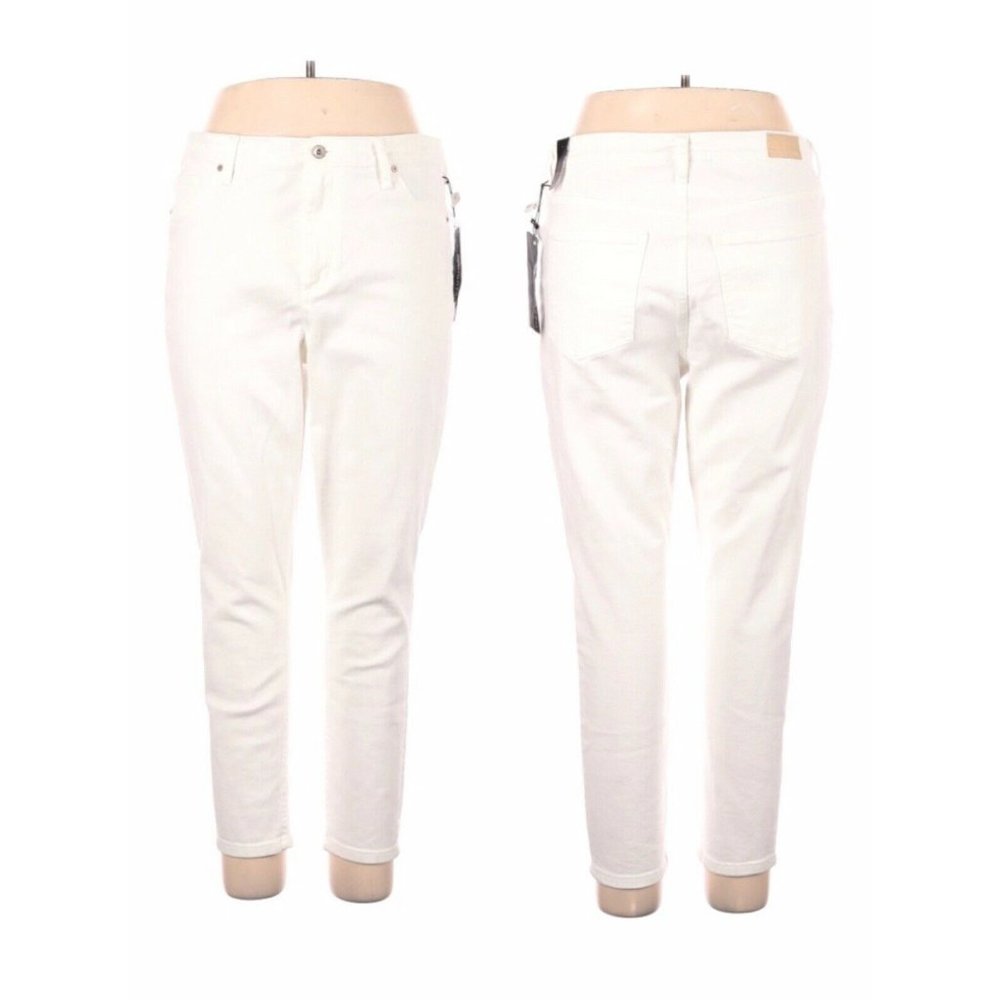 Max Studio Ankle Skinny Jeans White High Rise Indigo Plus 18W New